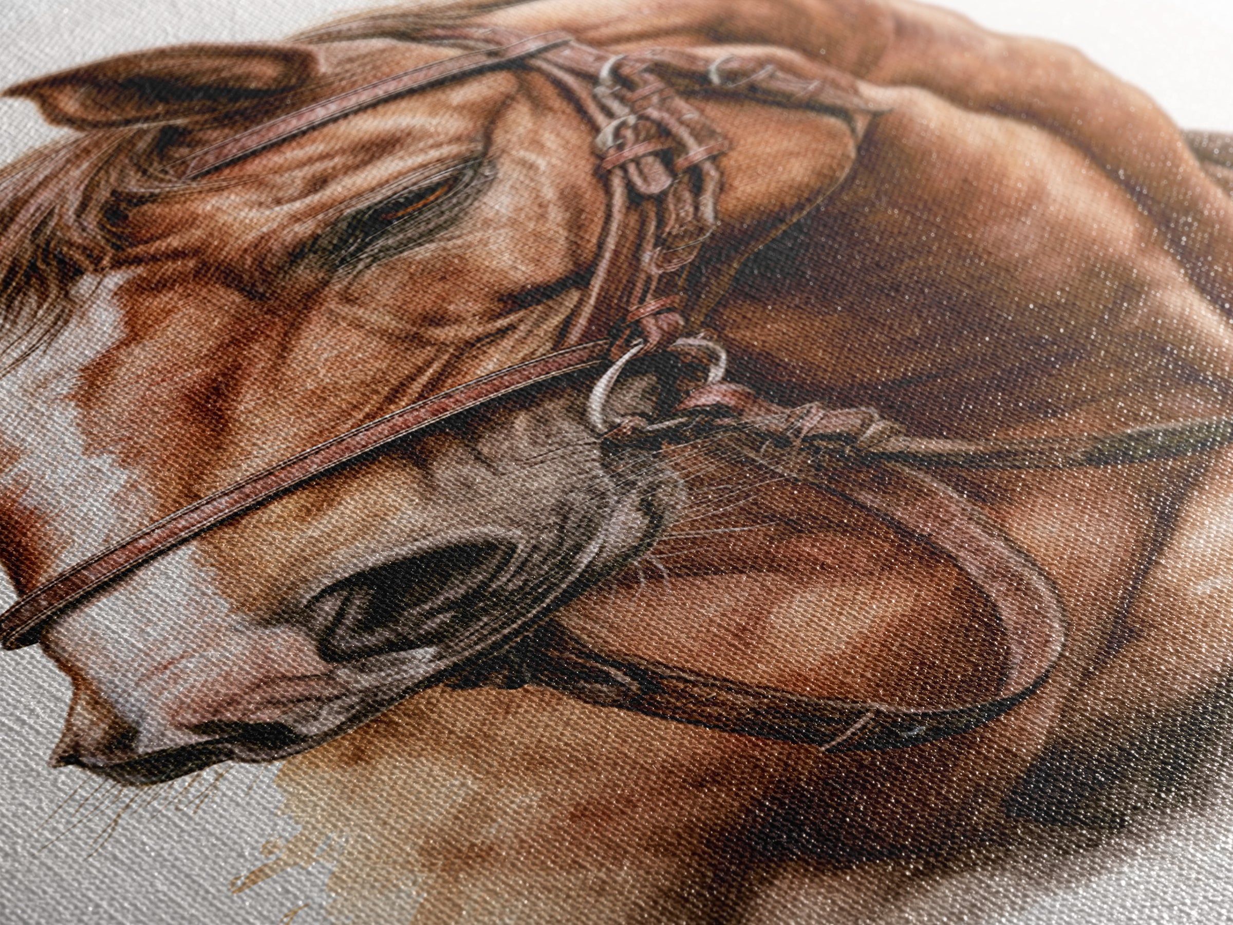 Brown Horse Portrait Canvas Print, Rustic Art, Modern Art, Farmhouse Decor, Fine Art, Rustic, Neutral Decor, Modern Decor, RUS-1x3-89