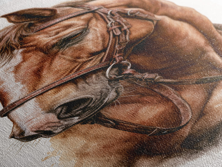 Brown Horse Portrait Canvas Print, Rustic Art, Modern Art, Farmhouse Decor, Fine Art, Rustic, Neutral Decor, Modern Decor, RUS-1x3-89