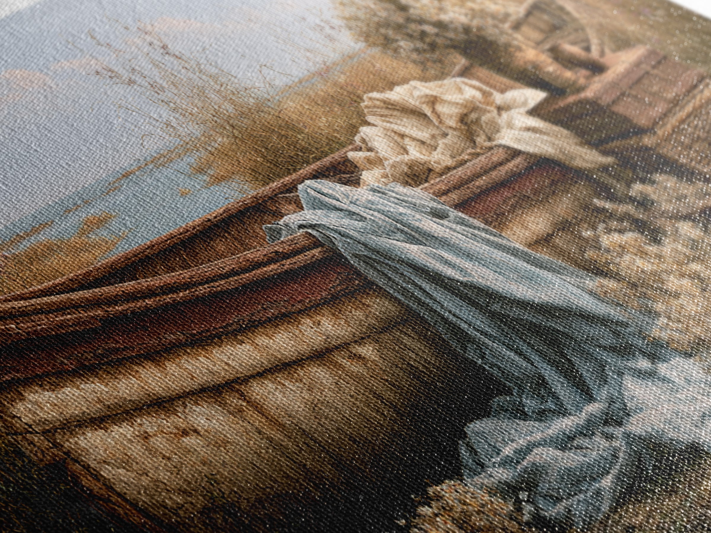 Old Canoe Pulled Onto a Lake Shore Canvas Print, Rustic Art, Printable Wall Art, Farmhouse Decor, Oil Painting, Rustic, RUS-2x1-64