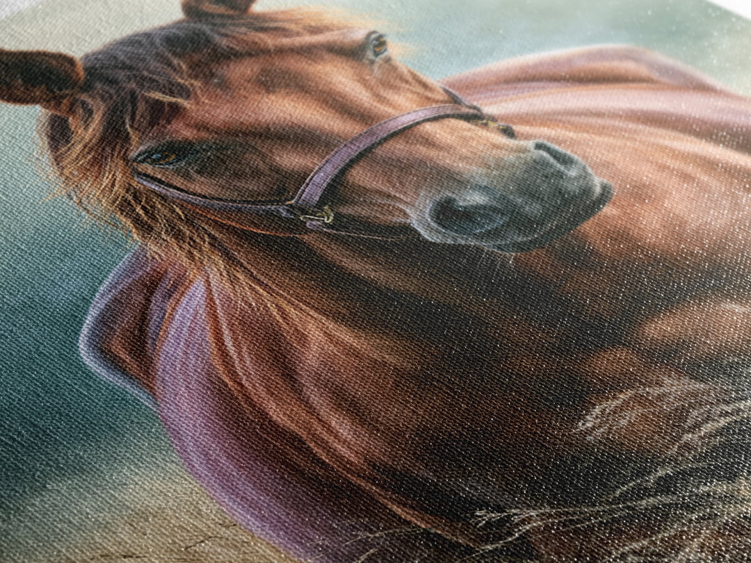 Brown Horse Portrait Framed Canvas Print, Rustic Art, Painting, Farmhouse Decor, Fine Art, Rustic, Boho Wall Art, 3d Wall Art, RUS-2x3-13