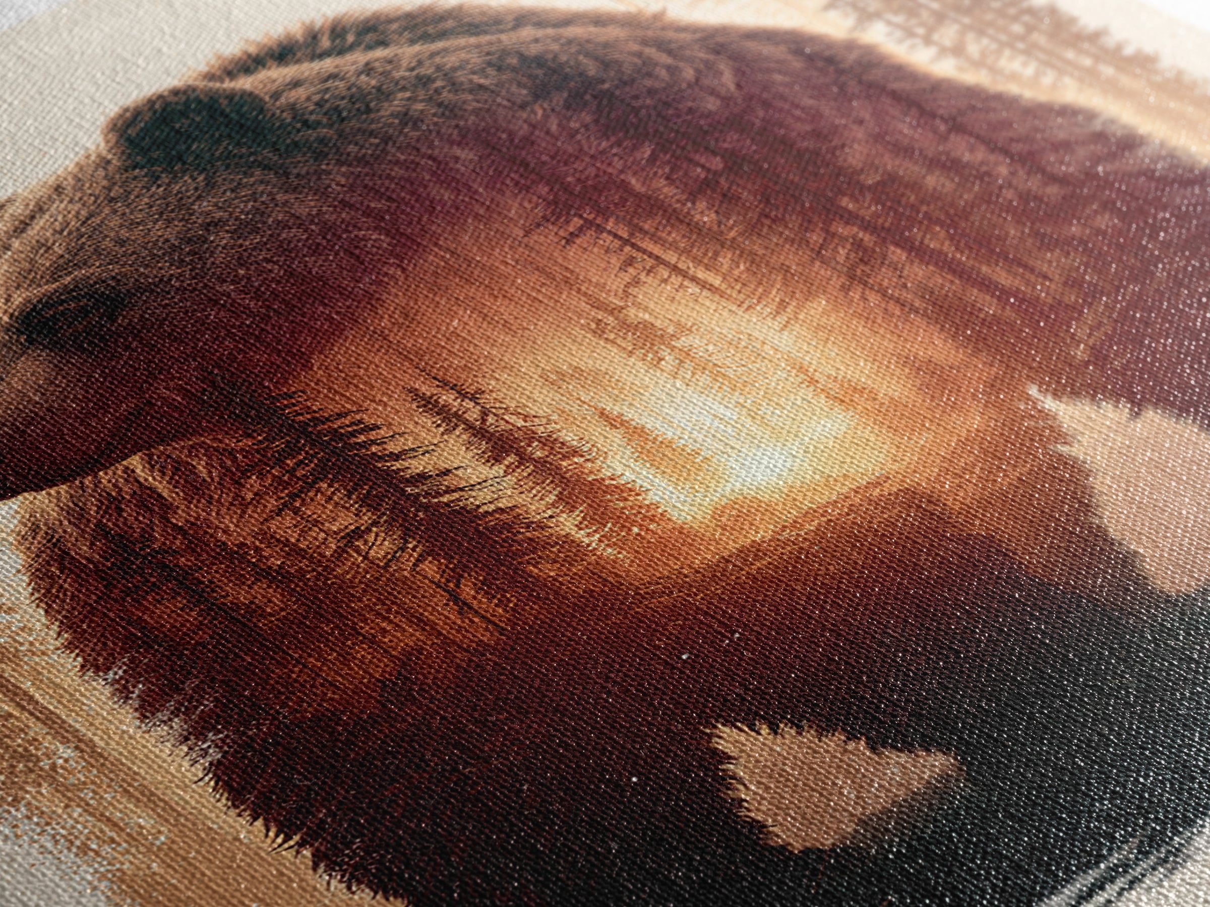Bear Silhouette Among Pine Trees Canvas Print, Rustic Art, Gallery Decor, Farmhouse Decor, Fine Art, Rustic, Contemporary Art, RUS-2x3-15