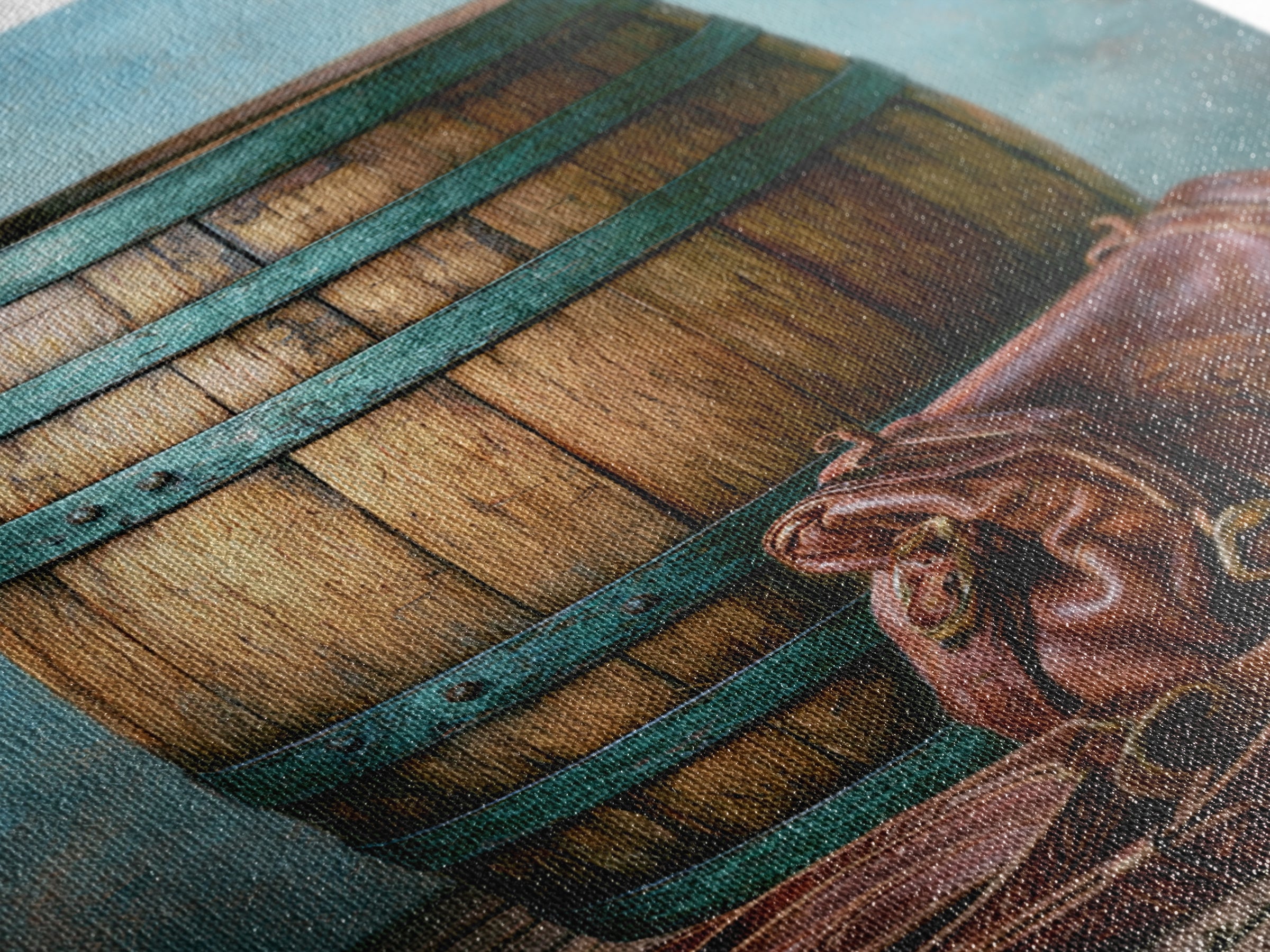 Whiskey Barrel and Leather Still Life Framed Canvas Print, Rustic Art, Downloadable Art, Farmhouse Decor, Fine Art, Rustic, RUS-2x3-3