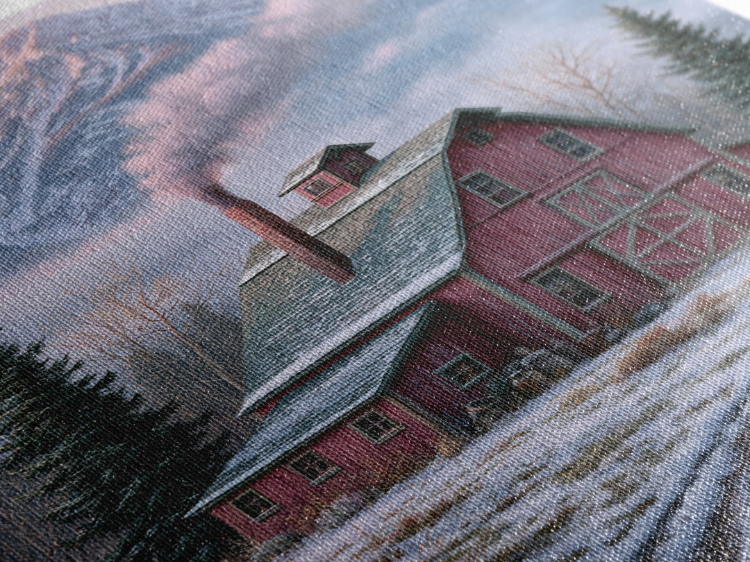 Winter Mountain Scene Canvas Print, Rustic Art, Fine Art Print, Farmhouse Decor, Fine Art, Rustic, Painting, Digital Prints, RUS-2x3-31