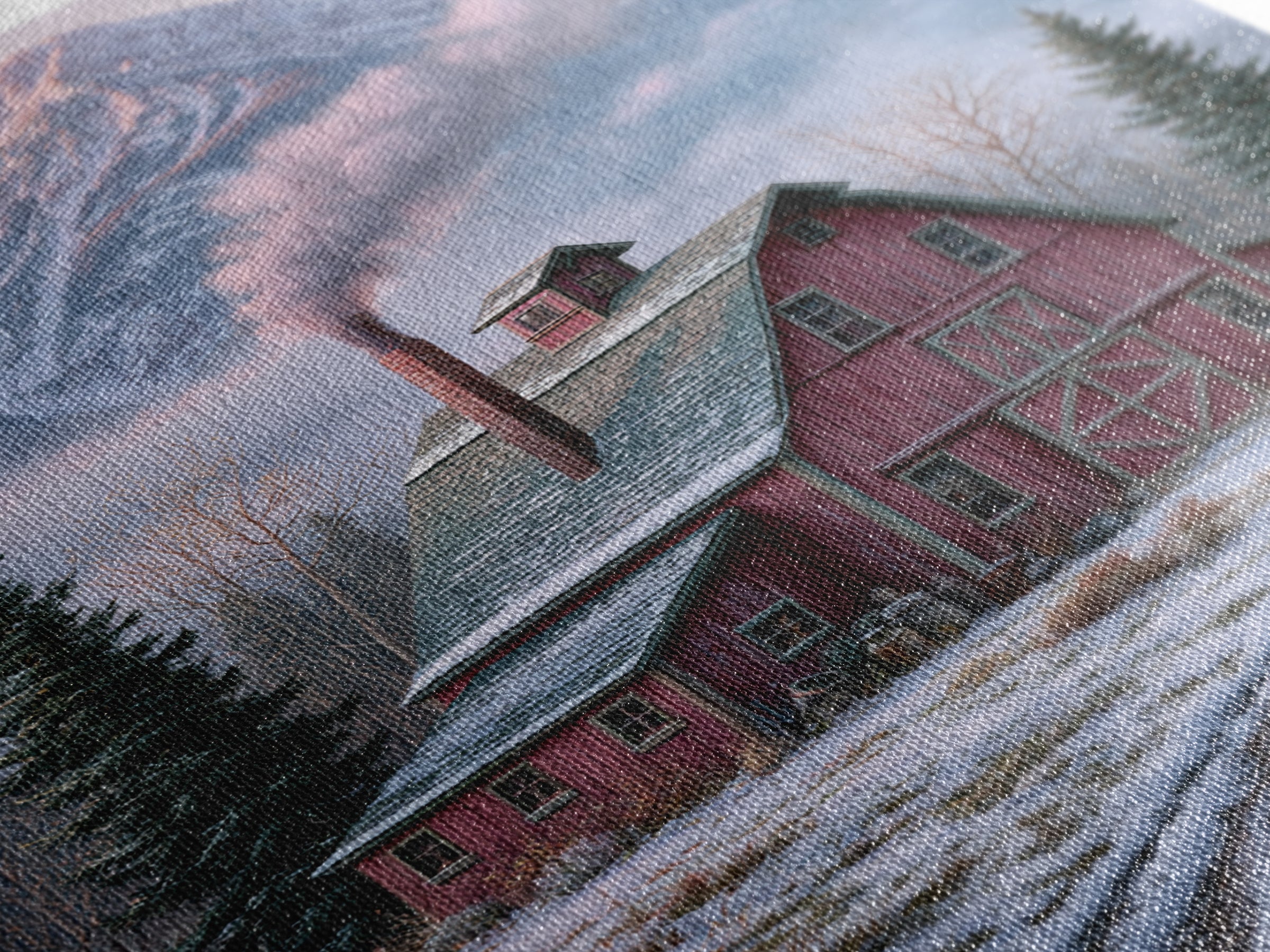 Winter Mountain Scene Canvas Print, Rustic Art, Fine Art Print, Farmhouse Decor, Fine Art, Rustic, Painting, Digital Prints, RUS-2x3-31
