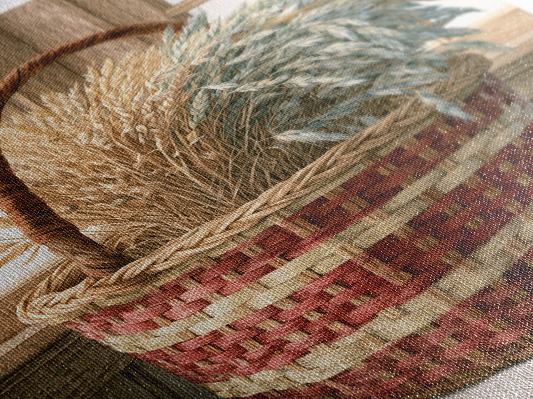 Handwoven Basket with Dried Grasses Canvas Print, Rustic Art, Landscape Wall Art, Farmhouse Decor, Rustic, Luxury Decor, RUS-2x3-32