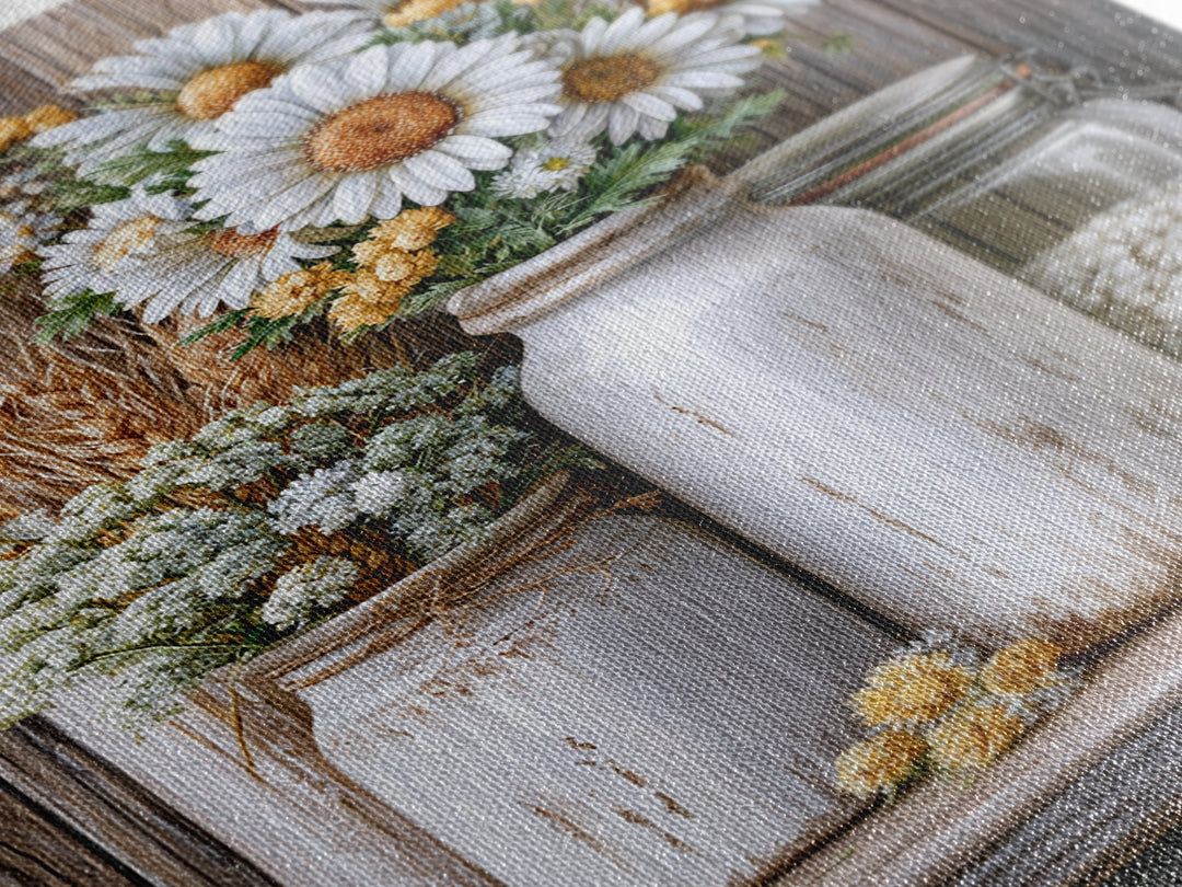 Weathered Barn Wood and Wildflower Still Life Framed Canvas Print, Rustic Art, Oil Painting, Farmhouse Decor, Fine Art, Rustic, RUS-2x3-33