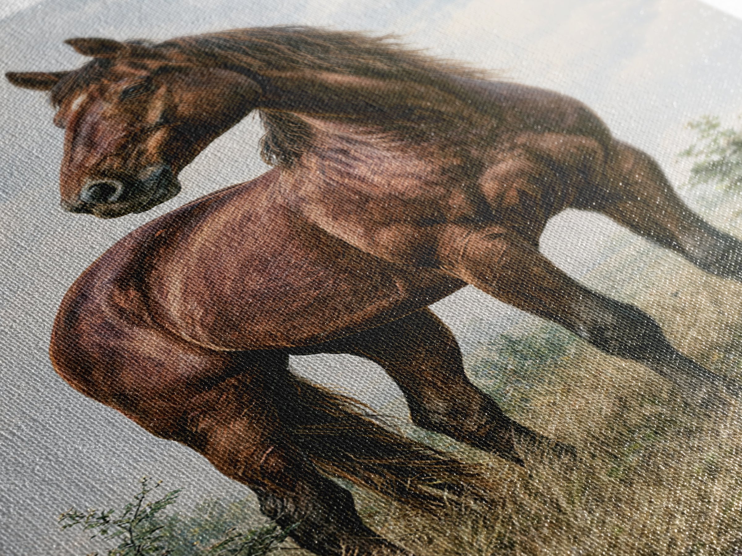 Brown Horse Portrait Framed Canvas Print, Rustic Art, Painting, Farmhouse Decor, Fine Art, Rustic, Boho Wall Art, 3d Wall Art, RUS-2x3-37