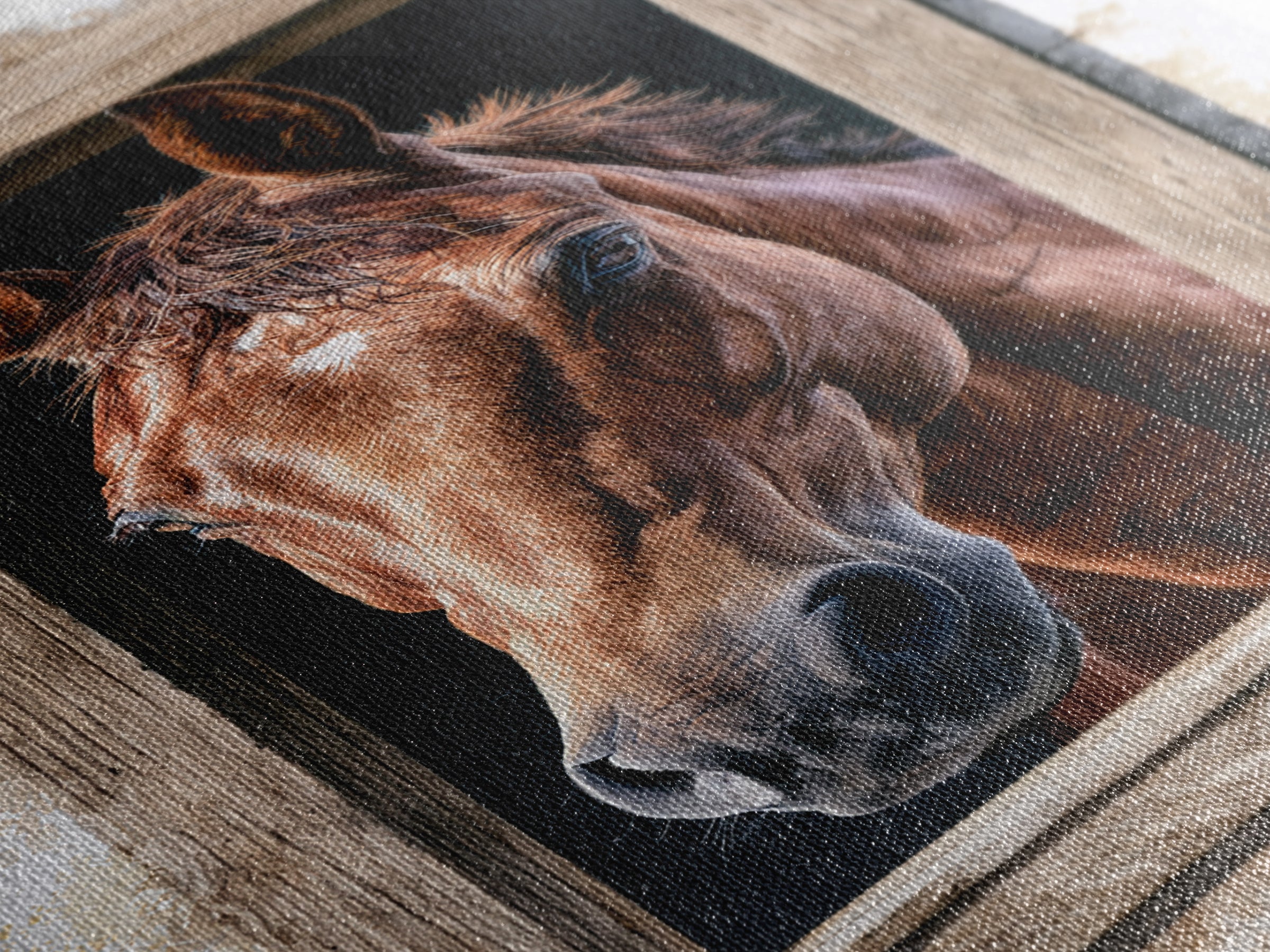 Brown Horse Portrait Canvas Print, Rustic Art, Digital Print, Farmhouse Decor, Rustic, Landscape Painting, Eclectic Wall Art, RUS-2x3-61