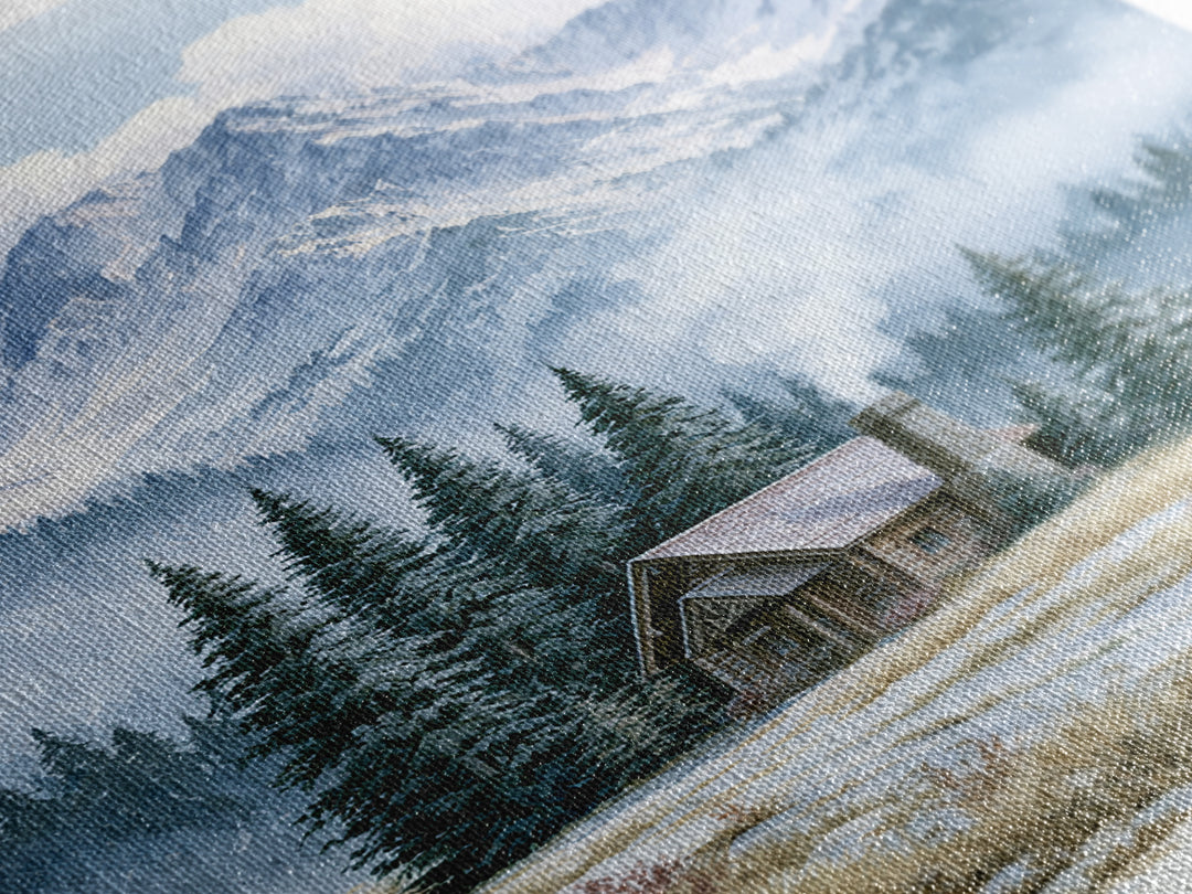 Winter Mountain Scene Canvas Print, Rustic Art, Farmhouse Wall Art, Farmhouse Decor, Fine Art, Rustic, Statement Artwork, RUS-2x3-7