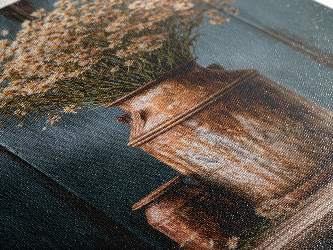 Weathered Barn Wood and Wildflower Still Life Canvas Print, Rustic Art, Living Room Decor, Farmhouse Decor, Fine Art, Rustic, RUS-2x3-81