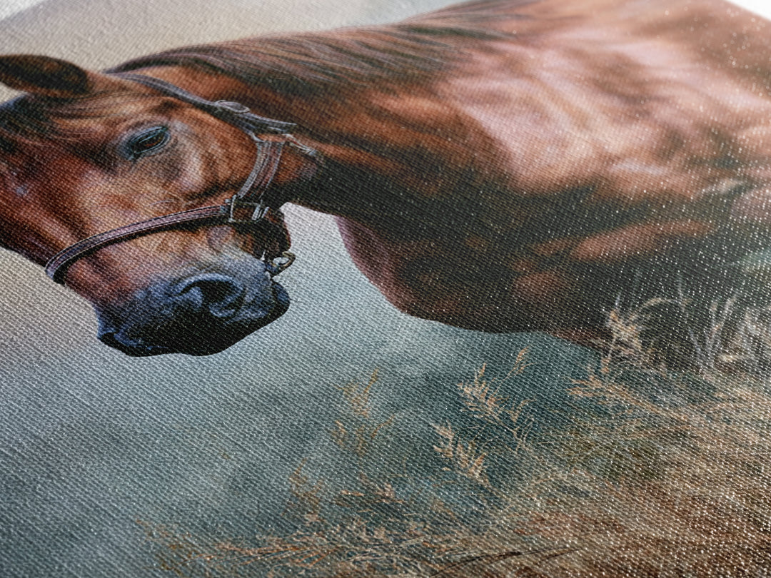 Brown Horse Portrait Framed Canvas Print, Rustic Art, Abstract Wall Art, Farmhouse Decor, Fine Art, Rustic, Landscape Art, RUS-2x3-85