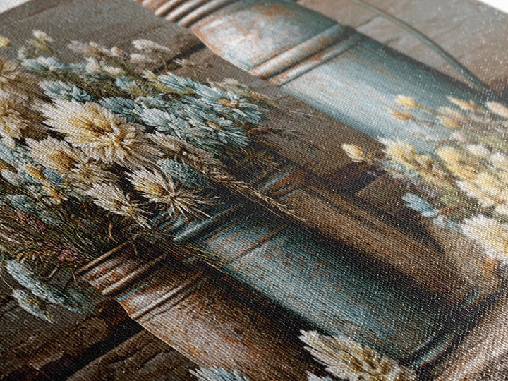 Weathered Barn Wood and Wildflower Still Life Canvas Print, Rustic Art, Farmhouse Wall Art, Farmhouse Decor, Fine Art, Rustic, RUS-3x1-65