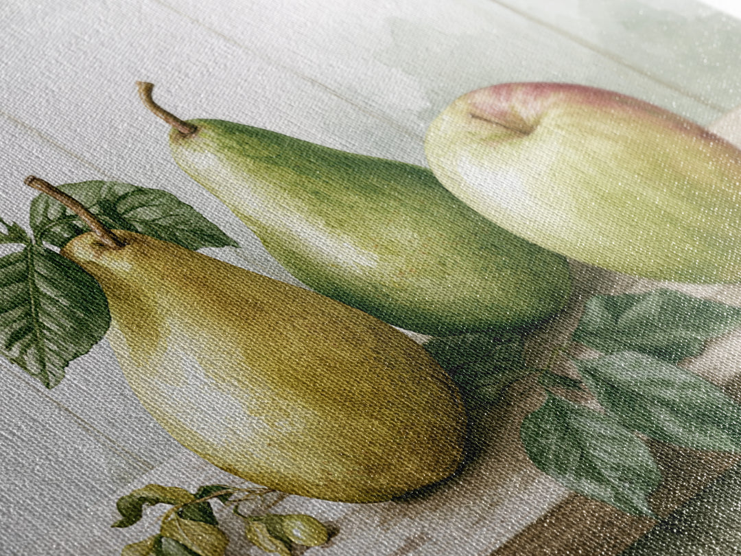 Rustic Pear and Apple Still Life Canvas Print, Rustic Art, Farmhouse Decor, Rustic, Gallery Wall Art, Landscape Wall Art, RUS-3x2-1