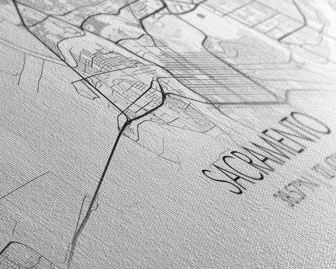 Panoramic Sacramento City Map, California Art, Map Print, Minimalist Wall Art, Canvas Art, Housewarming Gift, Street Map Art, Closing Gift