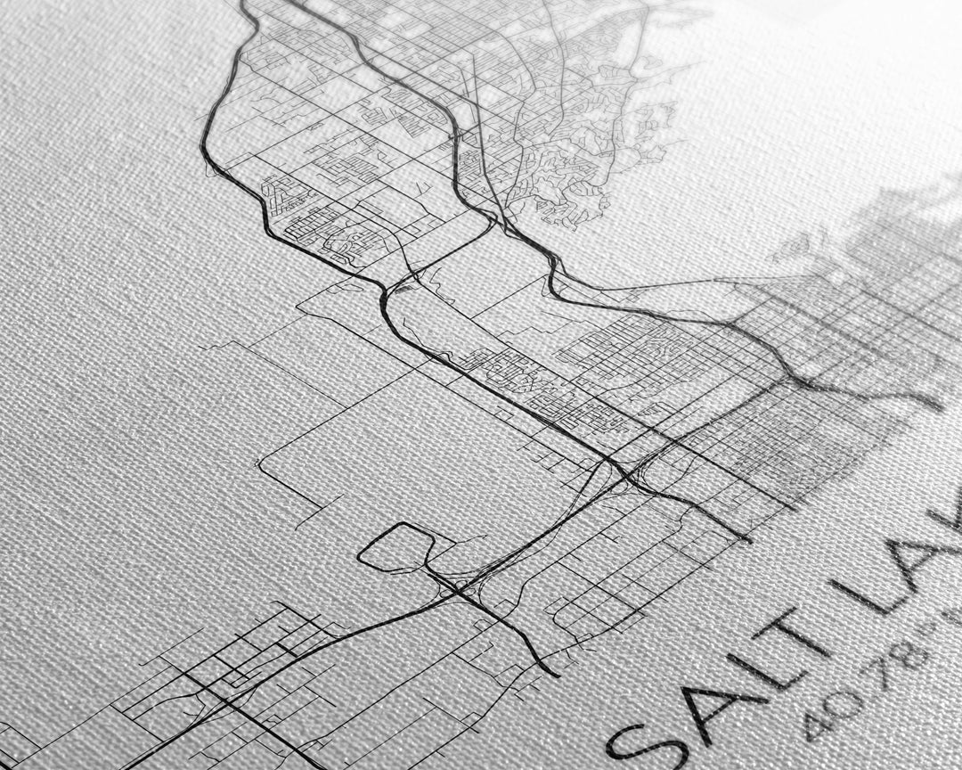 Salt Lake City Street Map, Utah Map, City Map Art, Minimalist Art, Wall Art, Canvas Print, Home Décor Wall Art, Friendship Gift, Travel Art
