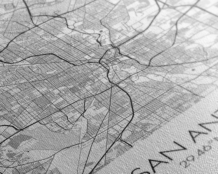 San Antonio Street Map, Texas Map, City Map Art, Minimalist Art, Wall Art, Canvas Print, Black And White Art, Travel Print, Family Gift