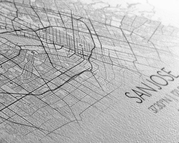 San Jose City Map, California Art, Map Print, Modern Wall Art, Wall Art, Canvas Art, Modern Office Art, Above Bed Décor, Prints Wall Art