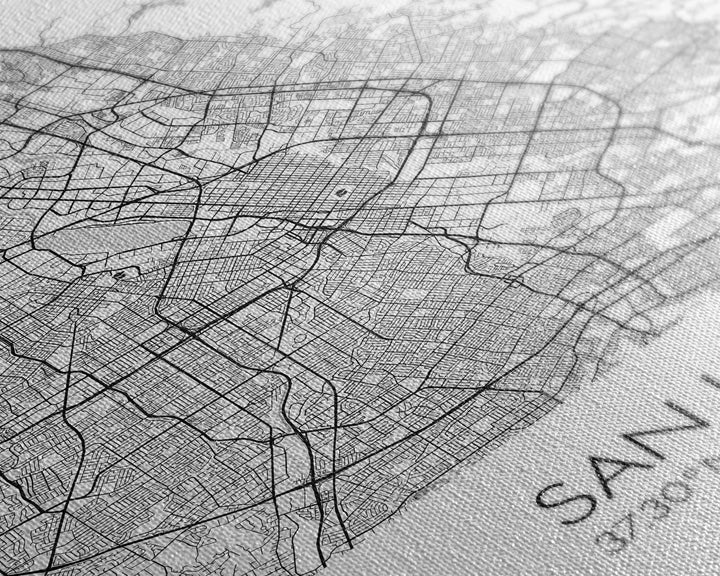 San Jose Street Map, California Map, City Map Print, Minimalist Art, Wall Art, Canvas Print, Girl Graduation Gift, Game Room Wall Art