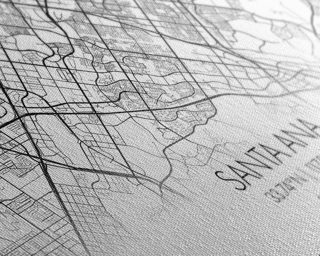 Santa Ana City Map, California Art, Map Print, Modern Wall Art, Wall Art, Canvas Art, House Wall Art, Over Bed Wall Décor, Gift For The Home
