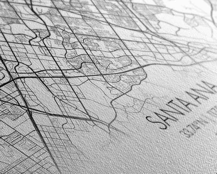 Santa Ana City Map, California Art, Map Print, Modern Wall Art, Wall Art, Canvas Art, House Wall Art, Over Bed Wall Décor, Gift For The Home