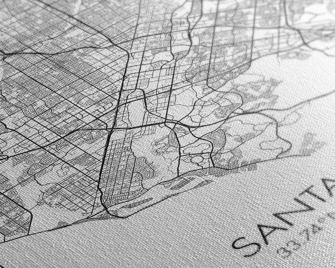 Santa Ana Street Map, California Map, City Map Print, Minimalist Art, Wall Art, Canvas Print, Living Room Décor, Adventure Gifts, Travel Art