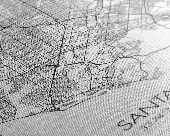 Santa Ana Street Map, California Map, City Map Print, Minimalist Art, Wall Art, Canvas Print, Living Room Décor, Adventure Gifts, Travel Art
