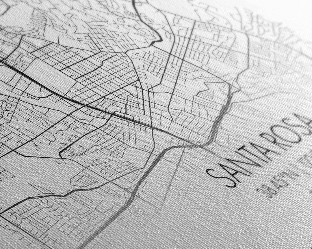 Santa Rosa City Map, California Art, Map Print, Modern Wall Art, Wall Art, Canvas Art, Modern House Art, Bedroom Prints, Nerdy Home Décor
