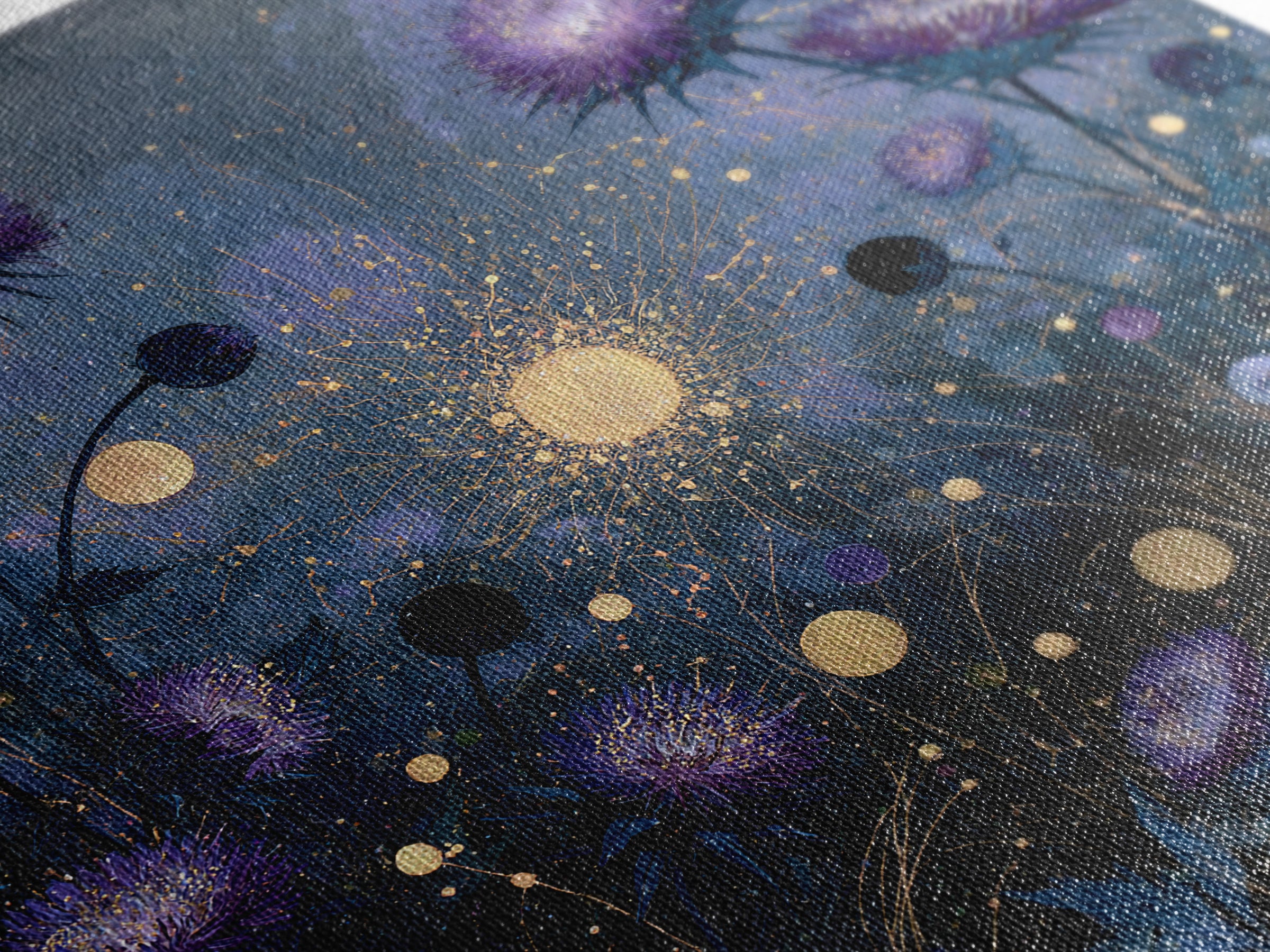 Cosmic Garden with Planets as Flowers Canvas Print, Space Art, Boho Decor, Spa Decor, Fine Art, Serenity, Painting, Posters, SAR-1x1-13