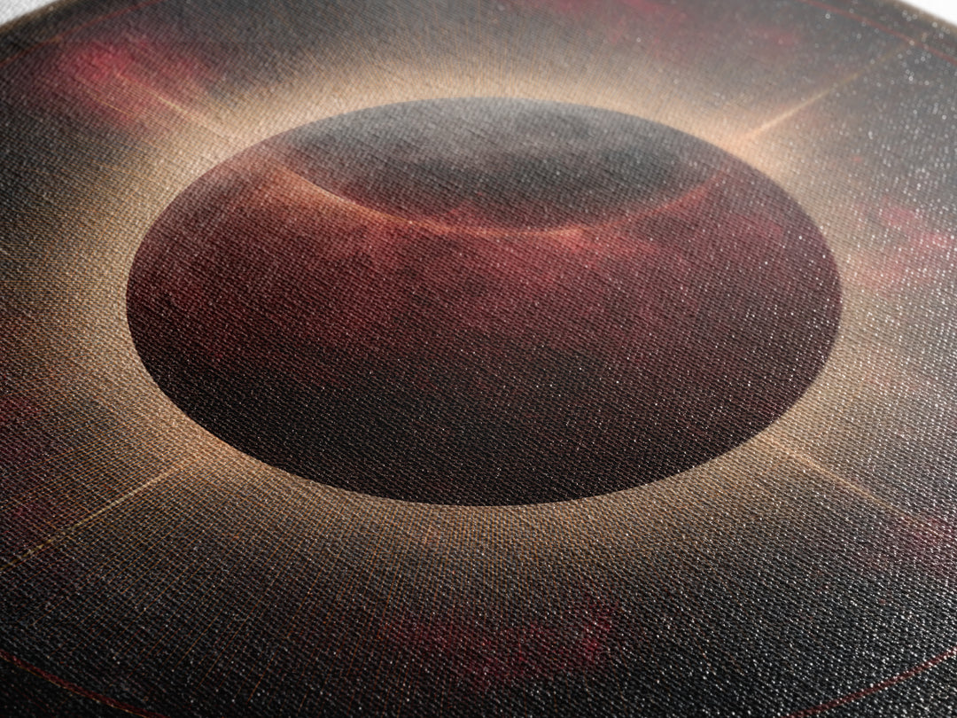 Lunar Eclipse in Deep Red Tones Framed Canvas Print, Space Art, Textured Painting, Spa Decor, Fine Art, Serenity, Art Prints, SAR-1x1-83
