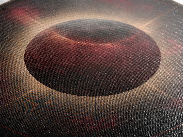 Lunar Eclipse in Deep Red Tones Framed Canvas Print, Space Art, Textured Painting, Spa Decor, Fine Art, Serenity, Art Prints, SAR-1x1-83