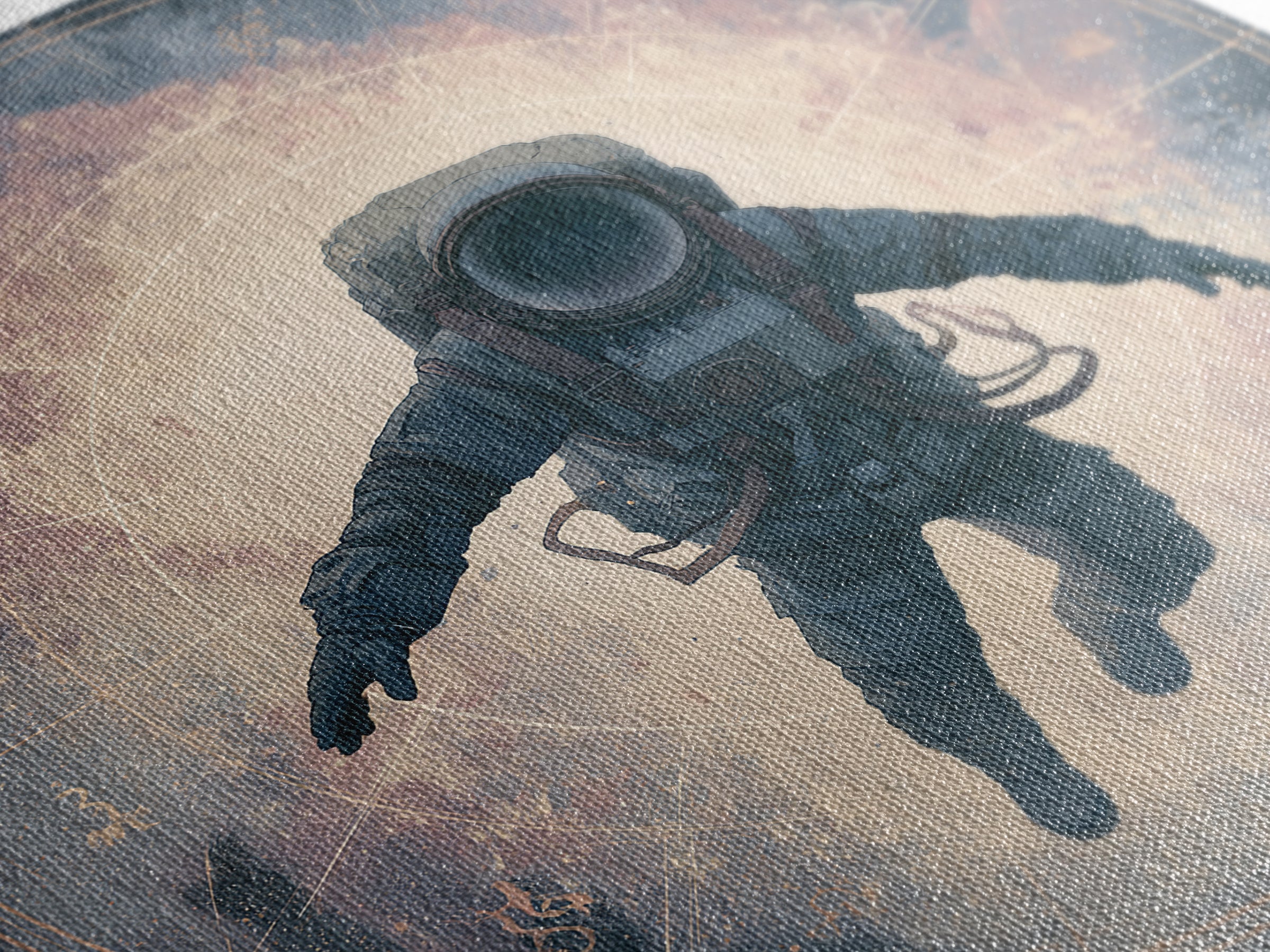Astronaut Floating Near a Glowing Galaxy Canvas Print, Space Art, Painting, Spa Decor, Fine Art, Serenity, Canvas Wall Art, SAR-1x1-99