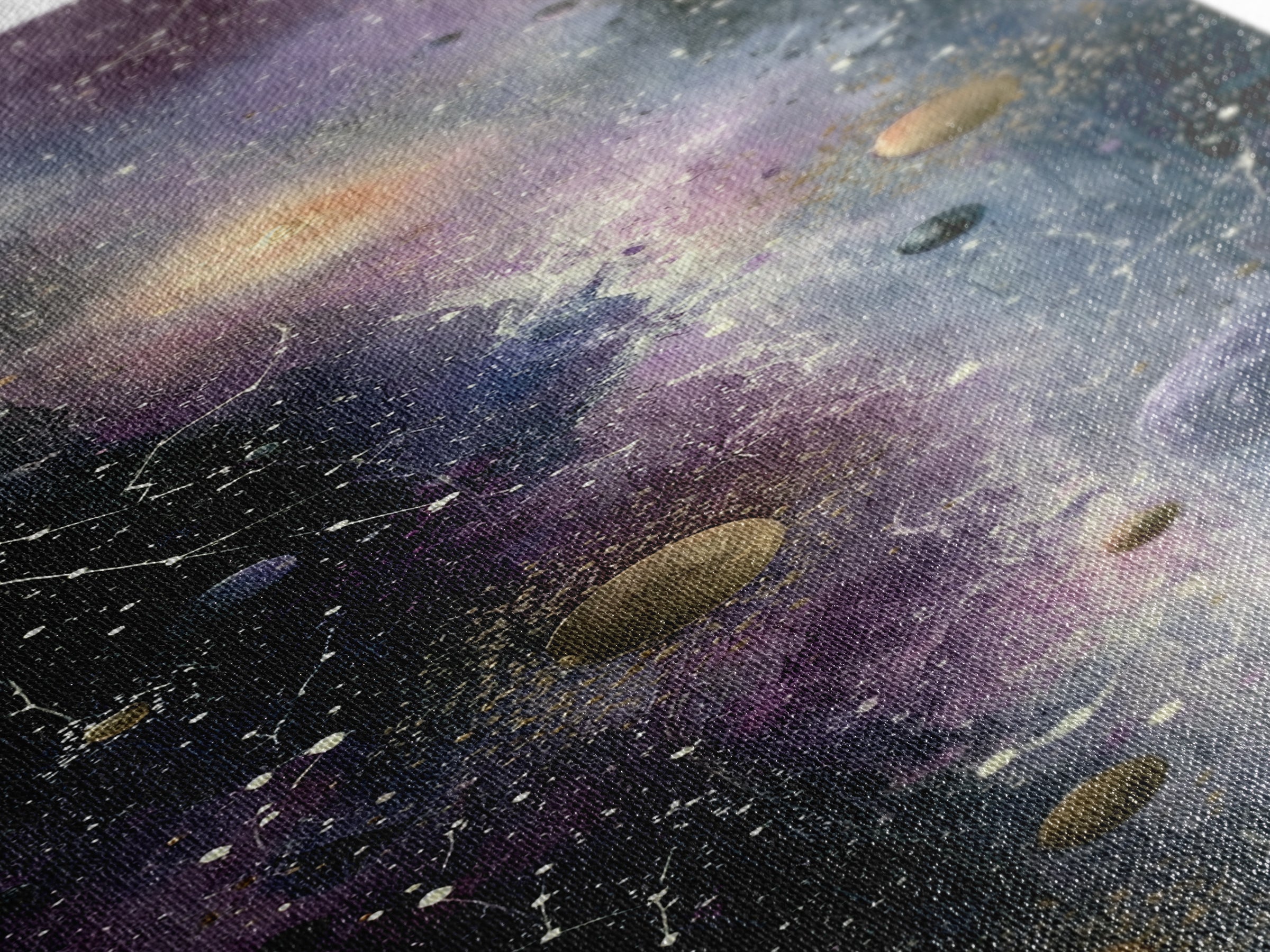 Cosmic Garden with Planets as Flowers Canvas Print, Space Art, Boho Decor, Spa Decor, Fine Art, Serenity, Painting, Posters, SAR-1x3-1