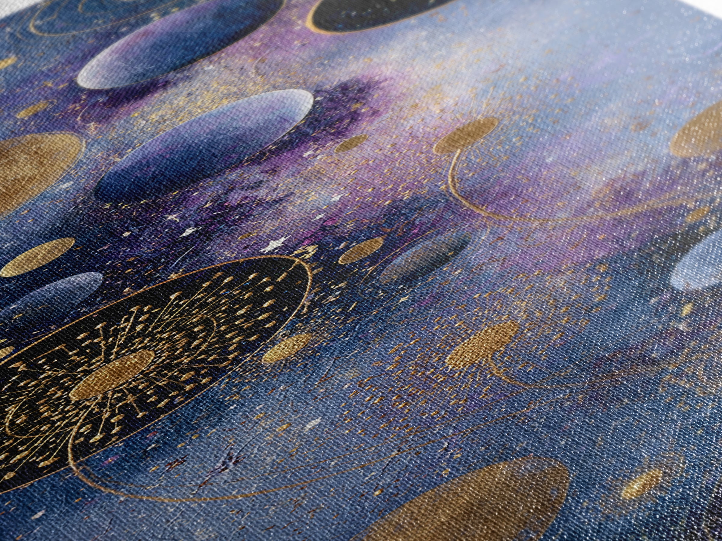 Cosmic Garden with Planets as Flowers Canvas Print, Space Art, Printable Art, Spa Decor, Oil Painting, Serenity, Modern Decor, SAR-1x3-73