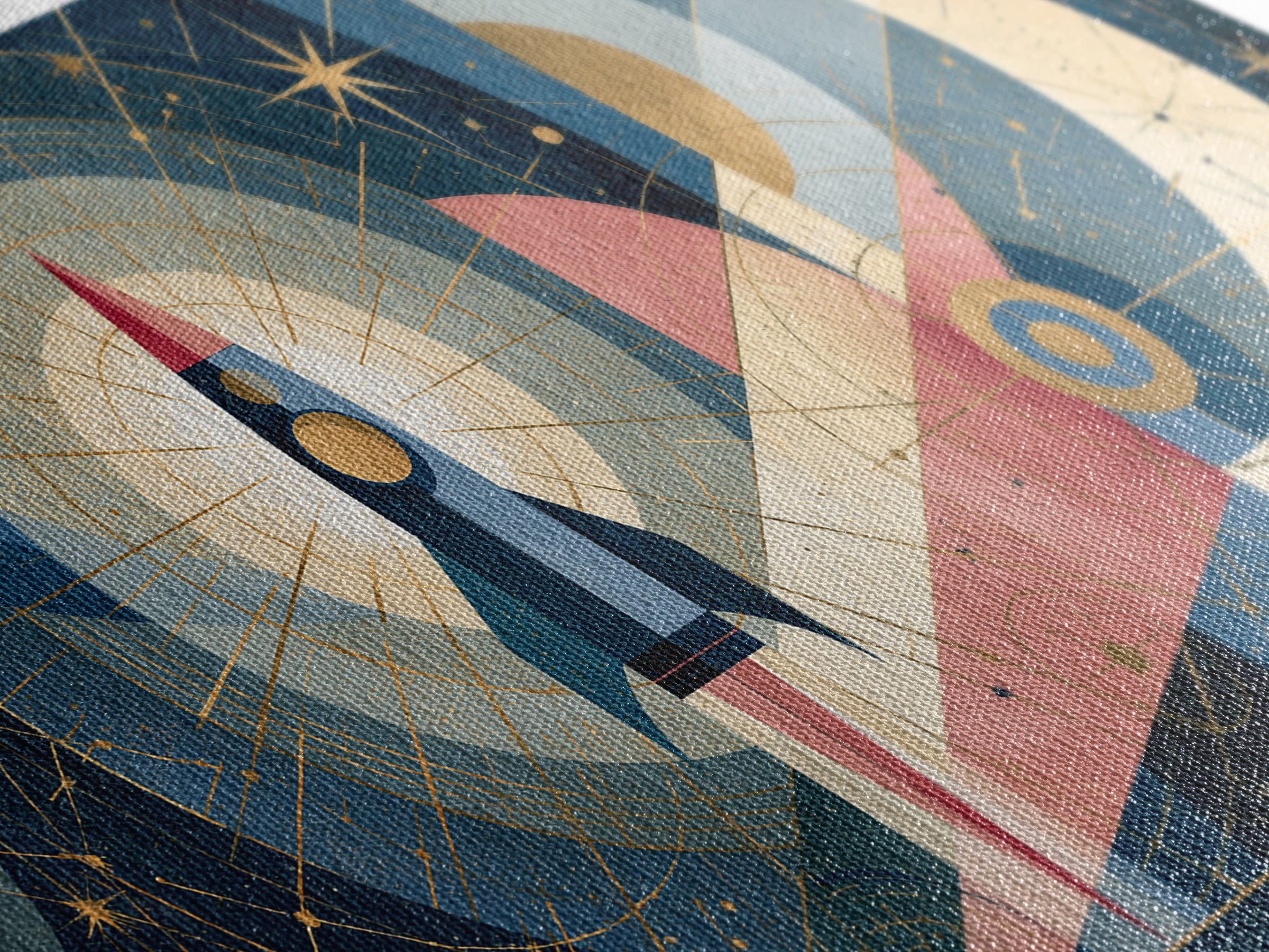 Retro Space Poster Canvas Print, Space Art, Canvas, Spa Decor, Fine Art, Serenity, Living Room Wall Art, Retro Wall Art, SAR-2x1-17