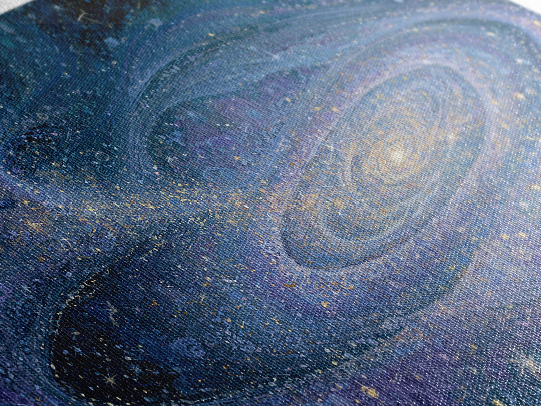 Astronaut Floating Near a Glowing Galaxy Canvas Print, Space Art, Spa Decor, Oil Painting, Serenity, Minimalist Wall Art, SAR-2x1-47