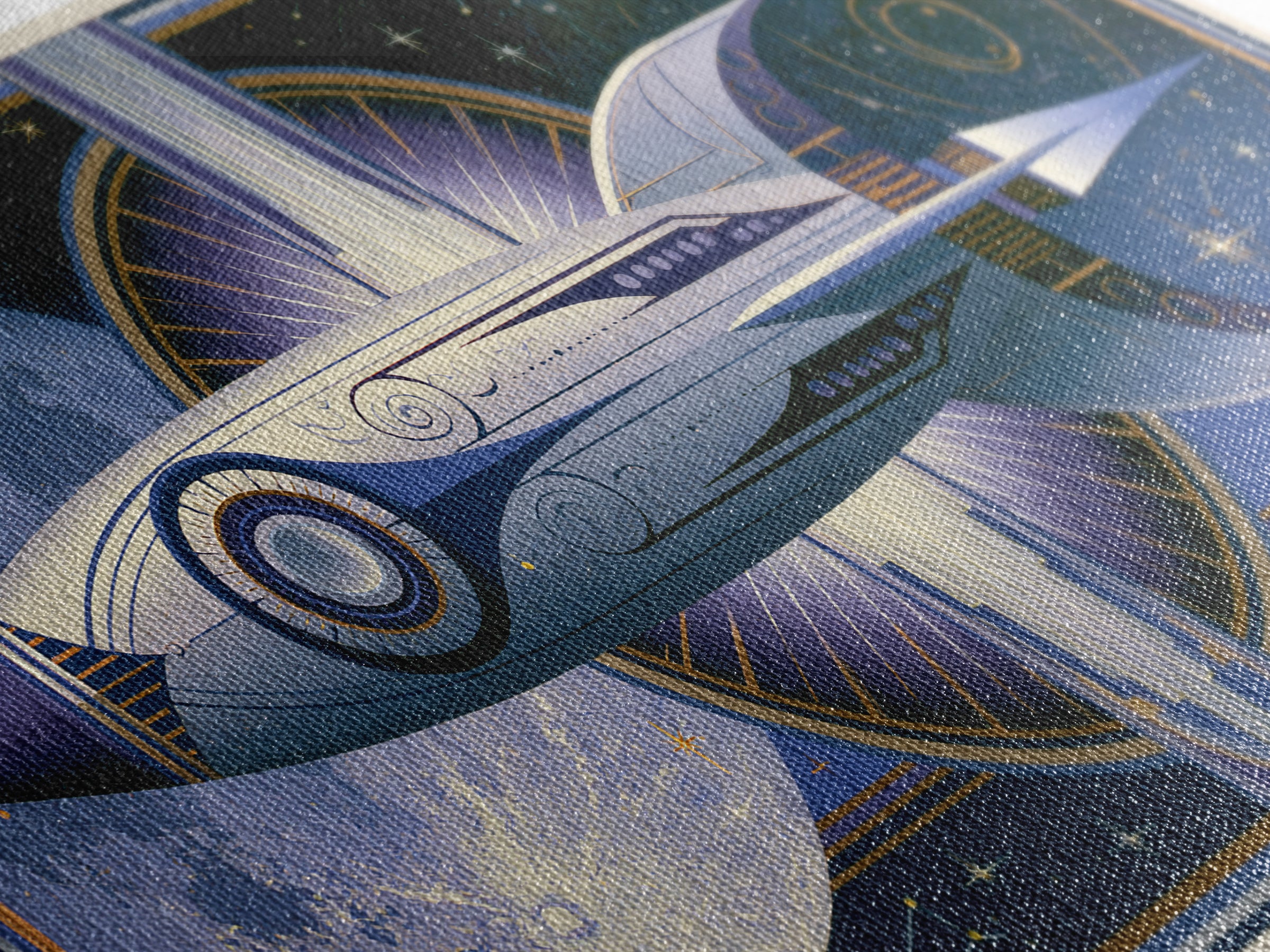 Retro Space Poster Framed Canvas Print, Space Art, Canvas Wall Art, Spa Decor, Fine Art, Serenity, Gallery Decor, Neutral Decor, SAR-2x1-65