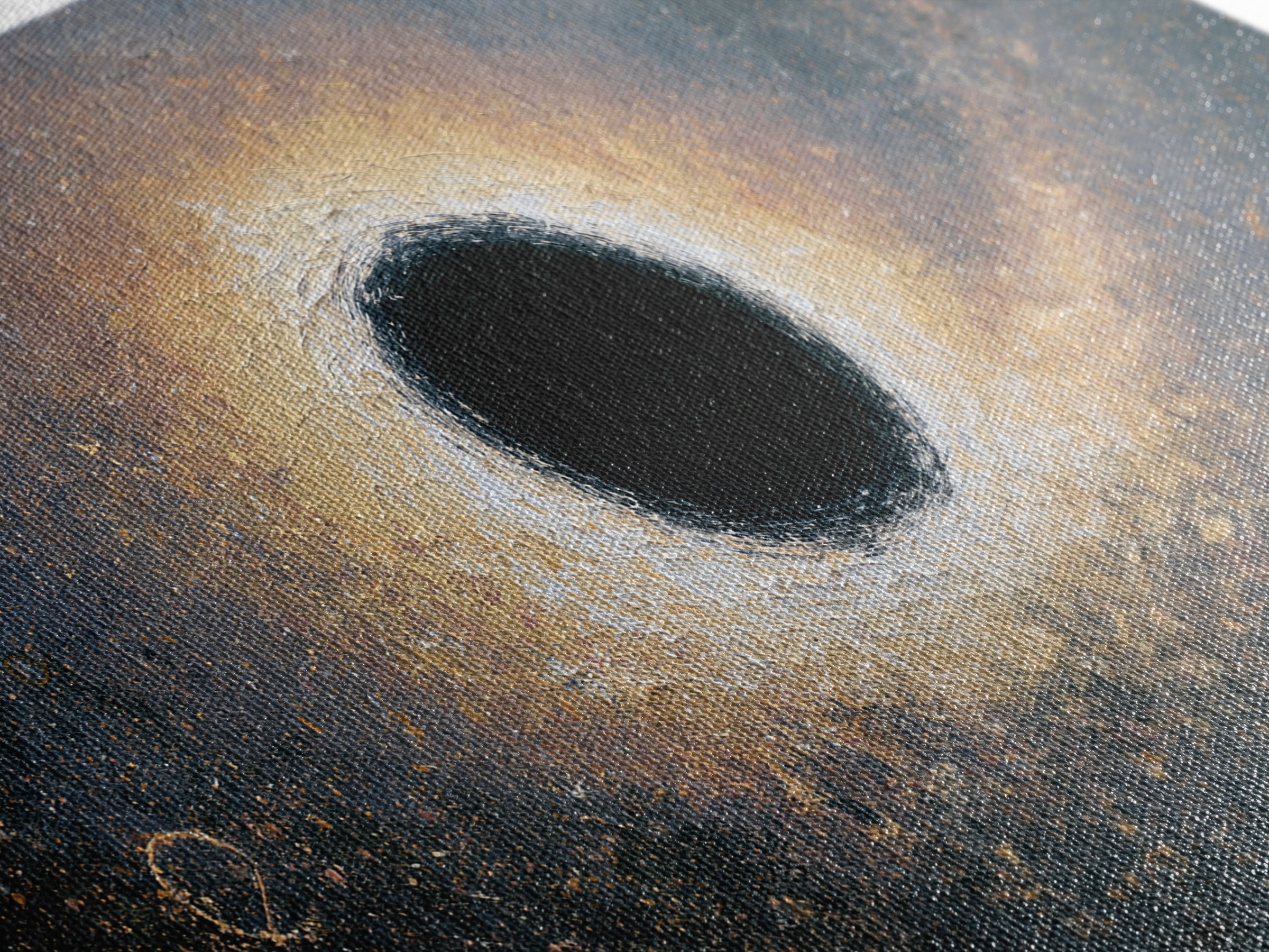Black Hole with Radiant Accretion Ring Framed Canvas Print, Space Art, Space, Spa Decor, Fine Art, Serenity, Statement Artwork, SAR-2x1-99