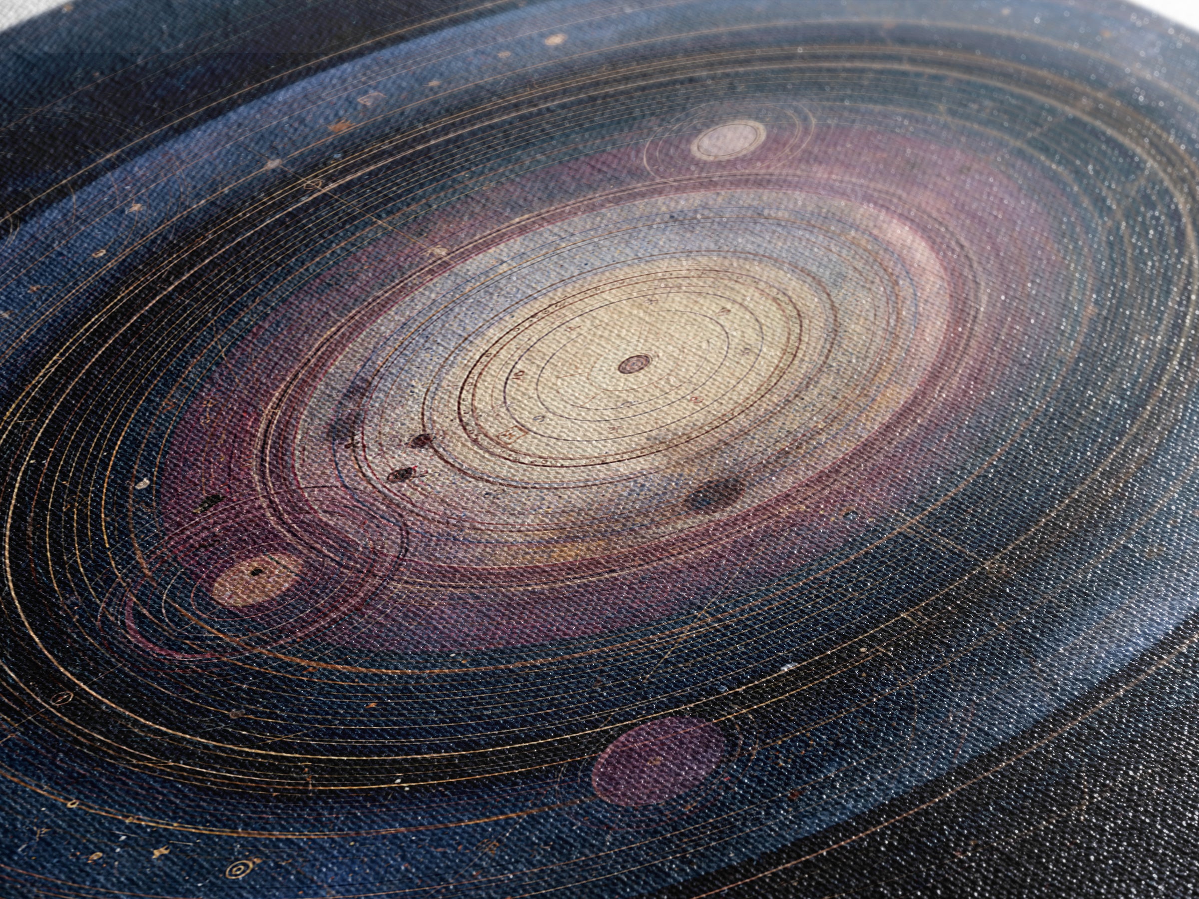 Planetary Rings Made of Ice and Light Framed Canvas Print, Space Art, Oil Painting, Spa Decor, Watercolor Art, Serenity, SAR-2x3-74