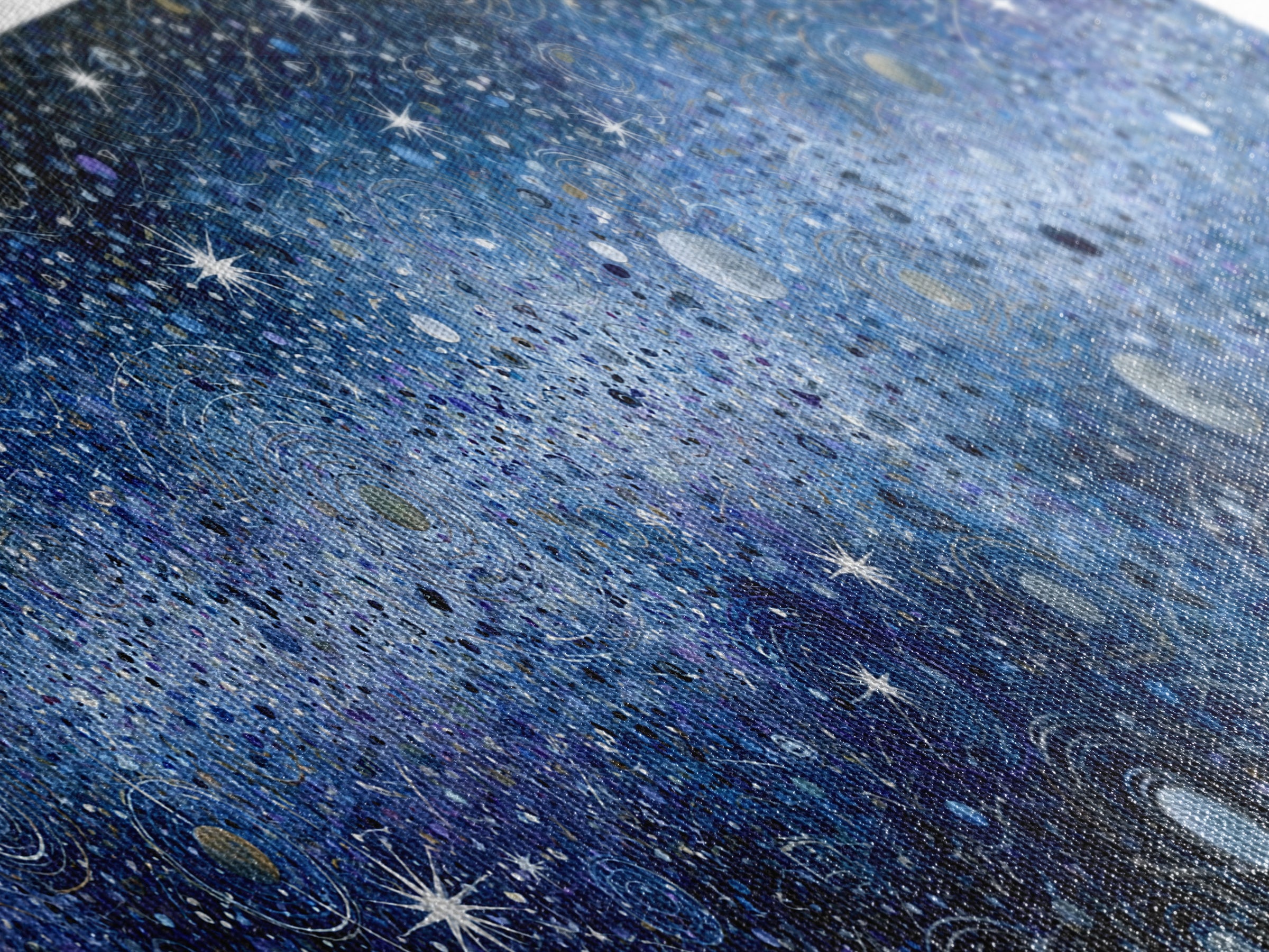 Distant Star Cluster Framed Canvas Print, Space Art, Retro Wall Art, Spa Decor, Fine Art, Serenity, Textured Painting, SAR-3x1-12