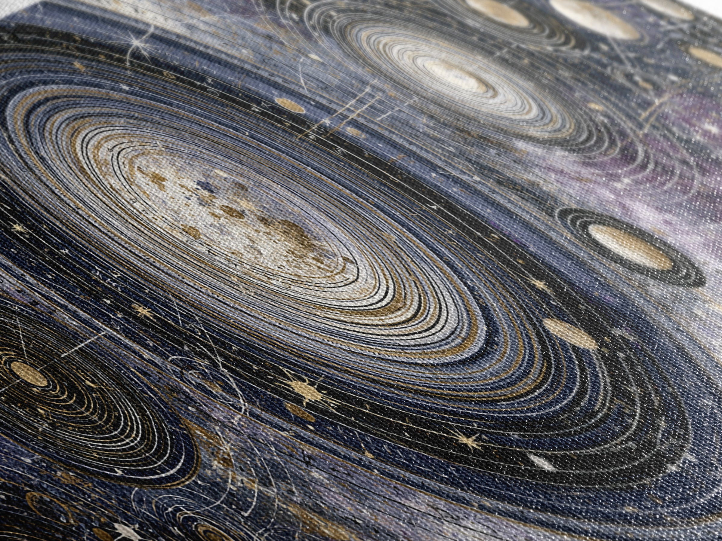 Solar System Arrangement Canvas Print, Space Art, Spa Decor, Oil Painting, Serenity, Abstract Wall Art, Modern Wall Art, SAR-3x1-92