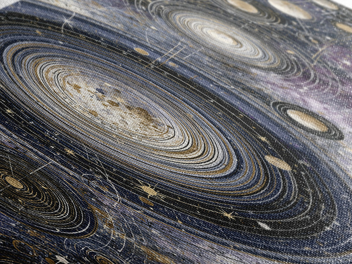 Solar System Arrangement Canvas Print, Space Art, Spa Decor, Oil Painting, Serenity, Abstract Wall Art, Modern Wall Art, SAR-3x1-92