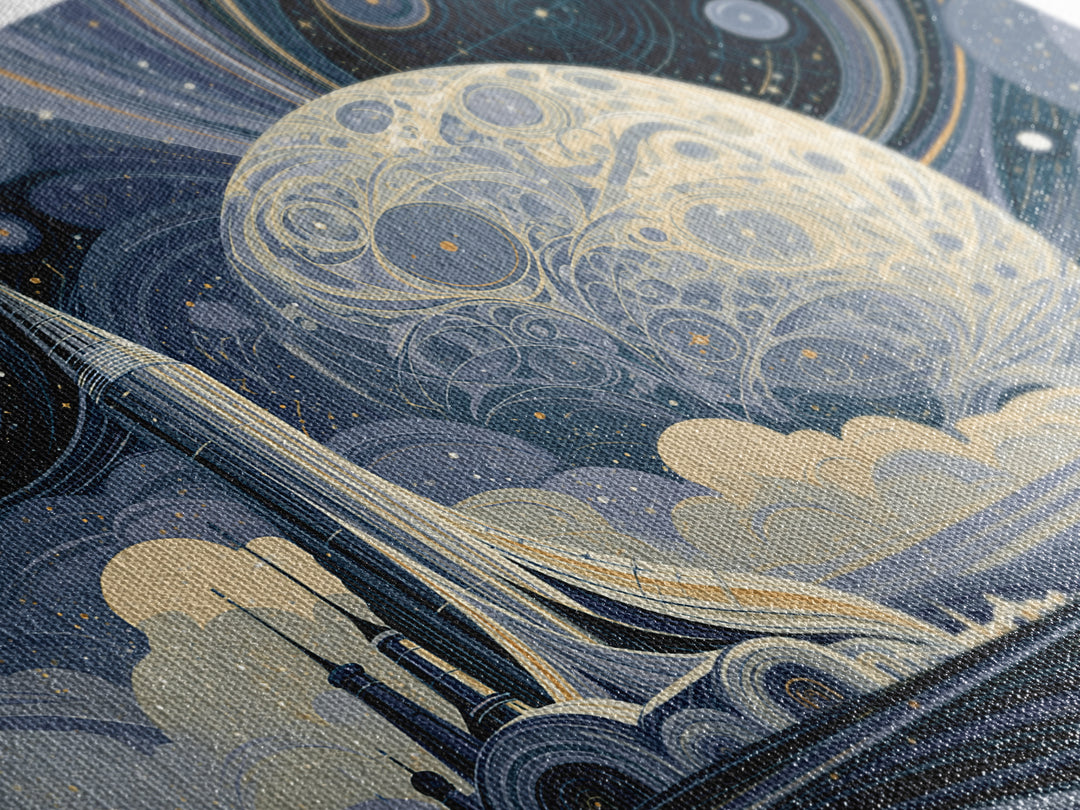 Retro Space Poster Framed Canvas Print, Space Art, Fine Art Print, Spa Decor, Fine Art, Serenity, Wall Decor, Painting, SAR-3x2-25