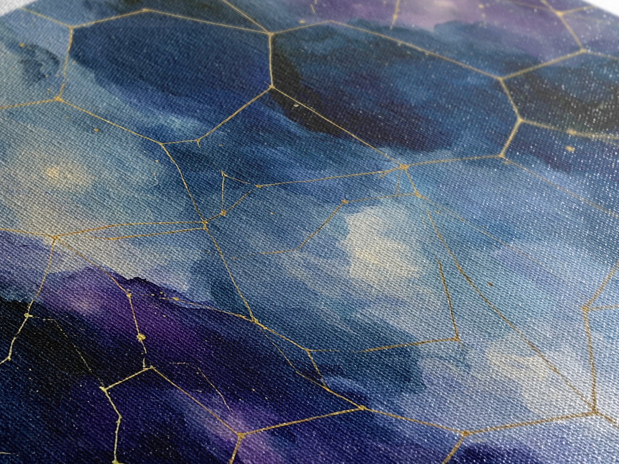 Star Map with Gold Constellation Lines Canvas Print, Space Art, Living Room Wall Art, Spa Decor, Abstract Art, Serenity, SAR-3x2-42