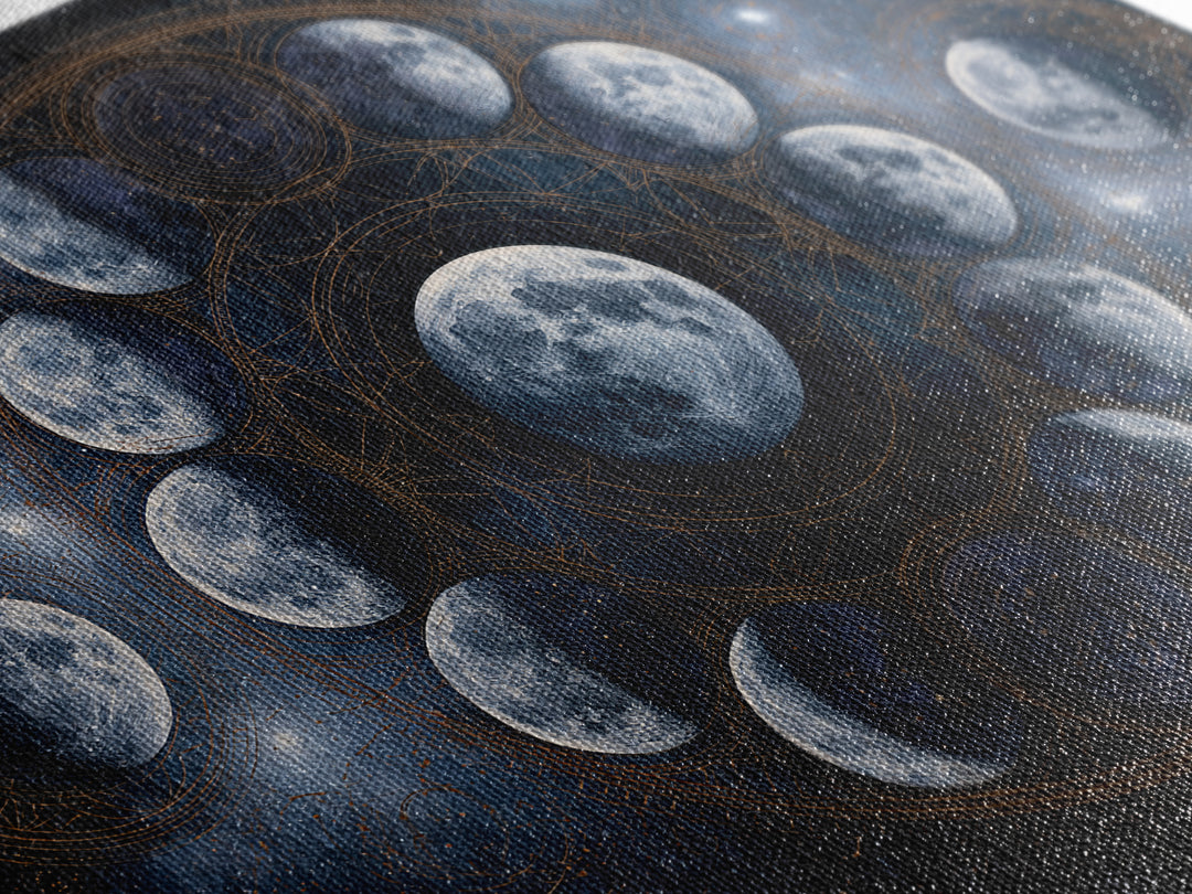 Moon Phases in Elegant Monochrome Framed Canvas Print, Space Art, Textured Painting, Spa Decor, Fine Art, Serenity, Art Prints, SAR-3x2-45