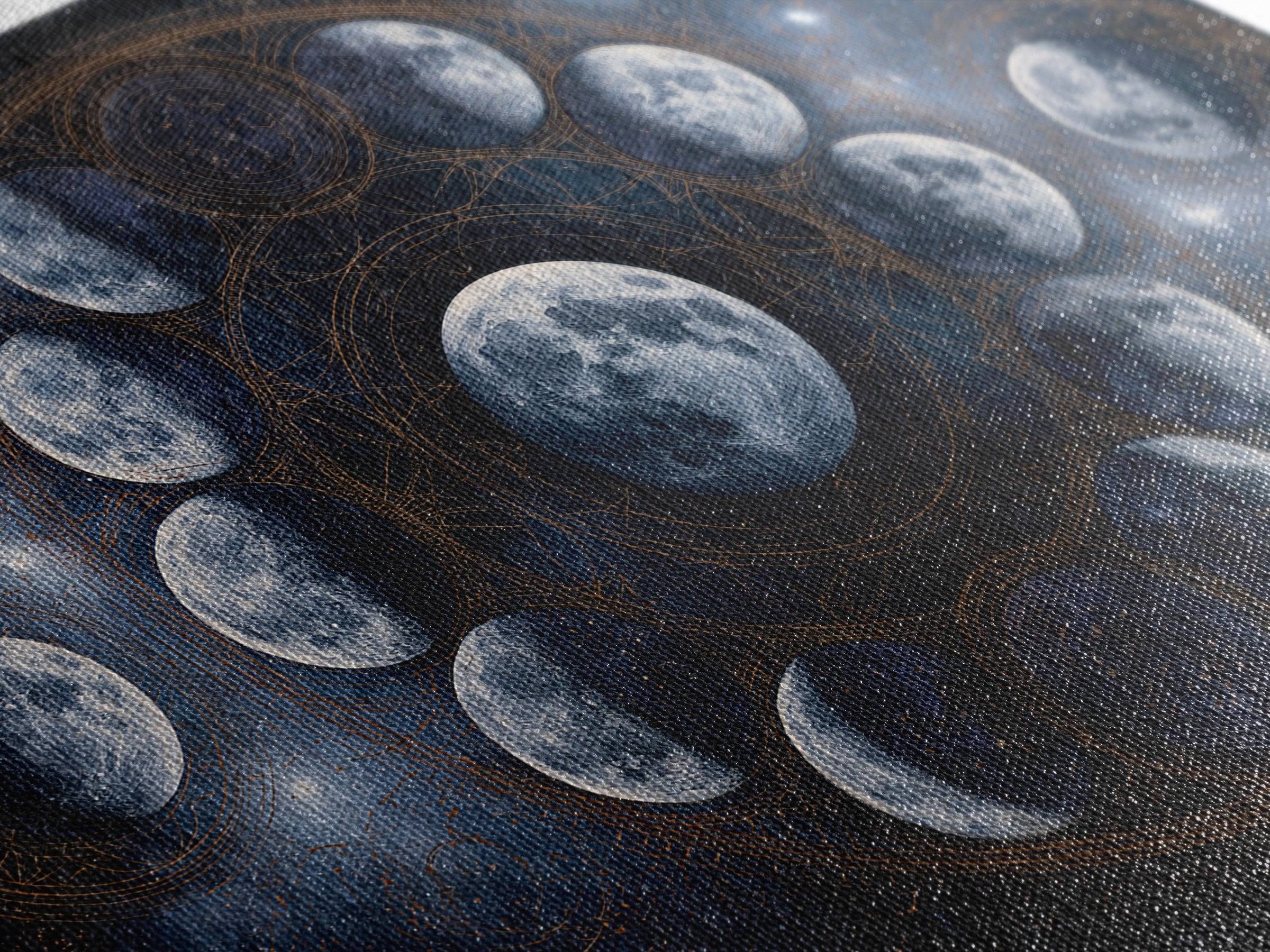 Moon Phases in Elegant Monochrome Framed Canvas Print, Space Art, Textured Painting, Spa Decor, Fine Art, Serenity, Art Prints, SAR-3x2-45