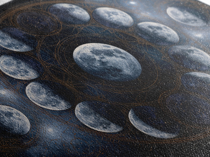 Moon Phases in Elegant Monochrome Framed Canvas Print, Space Art, Textured Painting, Spa Decor, Fine Art, Serenity, Art Prints, SAR-3x2-45