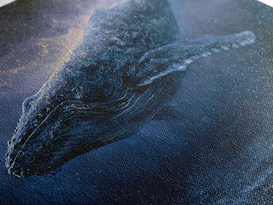 Space Whale Swimming Through Star Dust Framed Canvas Print, Space Art, Posters, Spa Decor, Fine Art, Serenity, Abstract Art, SAR-3x2-60