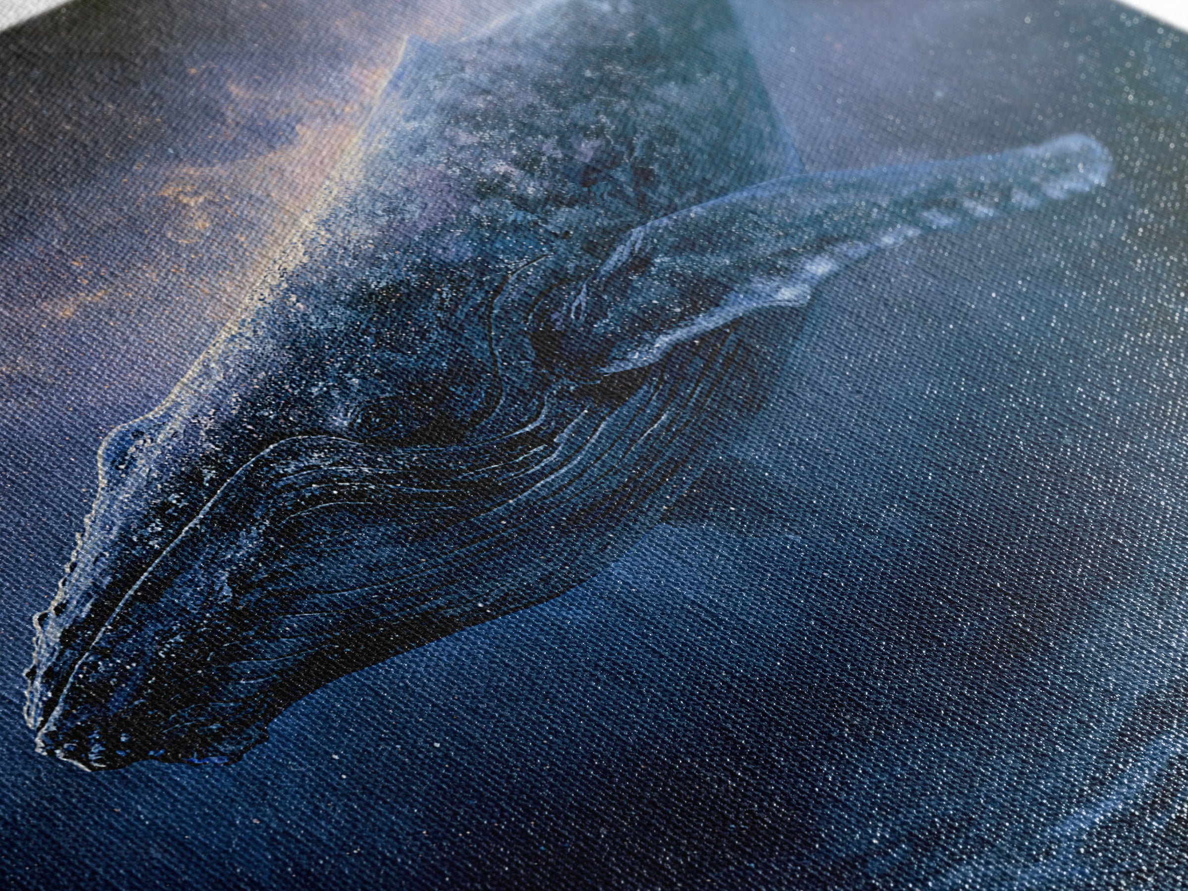 Space Whale Swimming Through Star Dust Framed Canvas Print, Space Art, Posters, Spa Decor, Fine Art, Serenity, Abstract Art, SAR-3x2-60