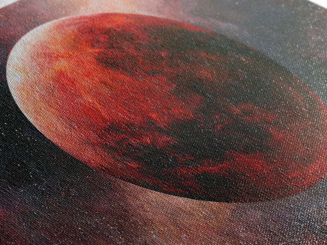 Lunar Eclipse in Deep Red Tones Framed Canvas Print, Space Art, Fine Art Print, Spa Decor, Fine Art, Serenity, Wall Decor, SAR-3x2-63