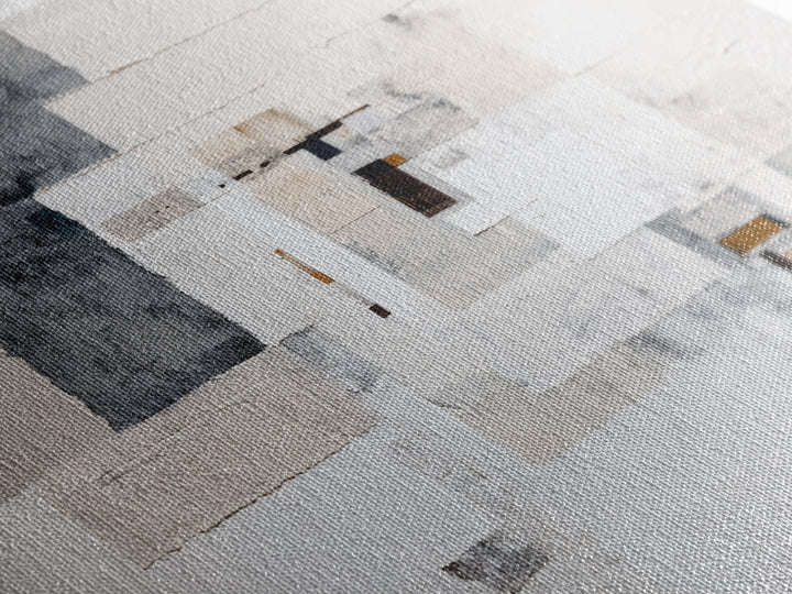 Soft Beige Geometric Abstraction Framed Canvas Print, Scandinavian Art, Abstract Wall Art, Living Room Decor, Fine Art, Nordic, SCA-1x1-27